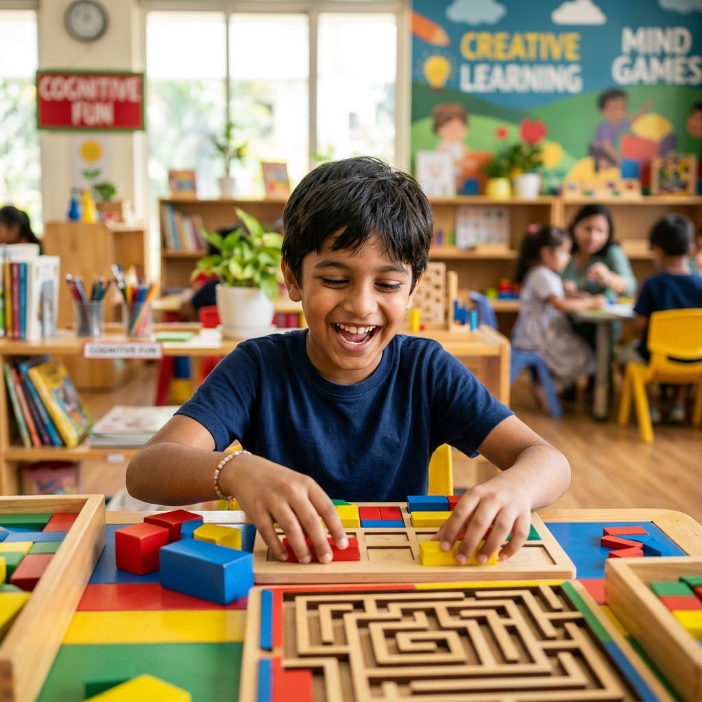 Indian child doing Brain Gym exercises